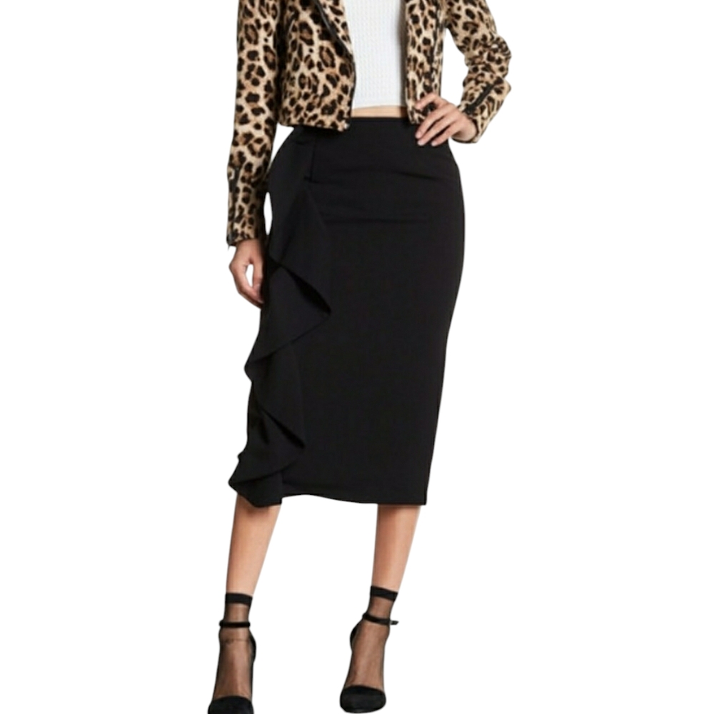 TOV BLACK RUFFLED FASHION SKIRT